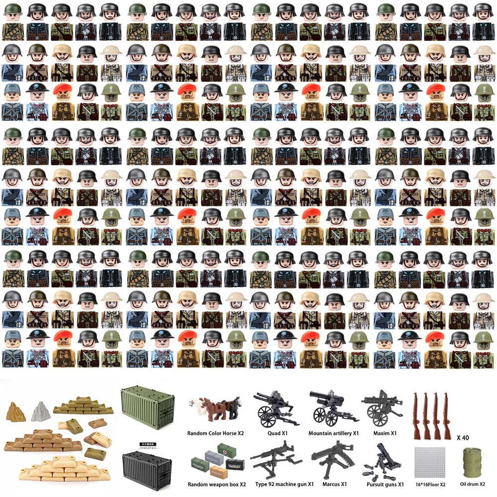 Lego Set Technic - ชุดตัวต่อทหารสงครามโลกครั้งที่ 2 สหรัฐอเมริกา สหราชอาณาจักร ทหารราบ ทหาร