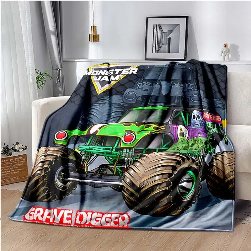 Hot Wheels Car Monster Trucks - รถบรรทุก Monster Jam Grave Digger ผ้าห่มโซฟา