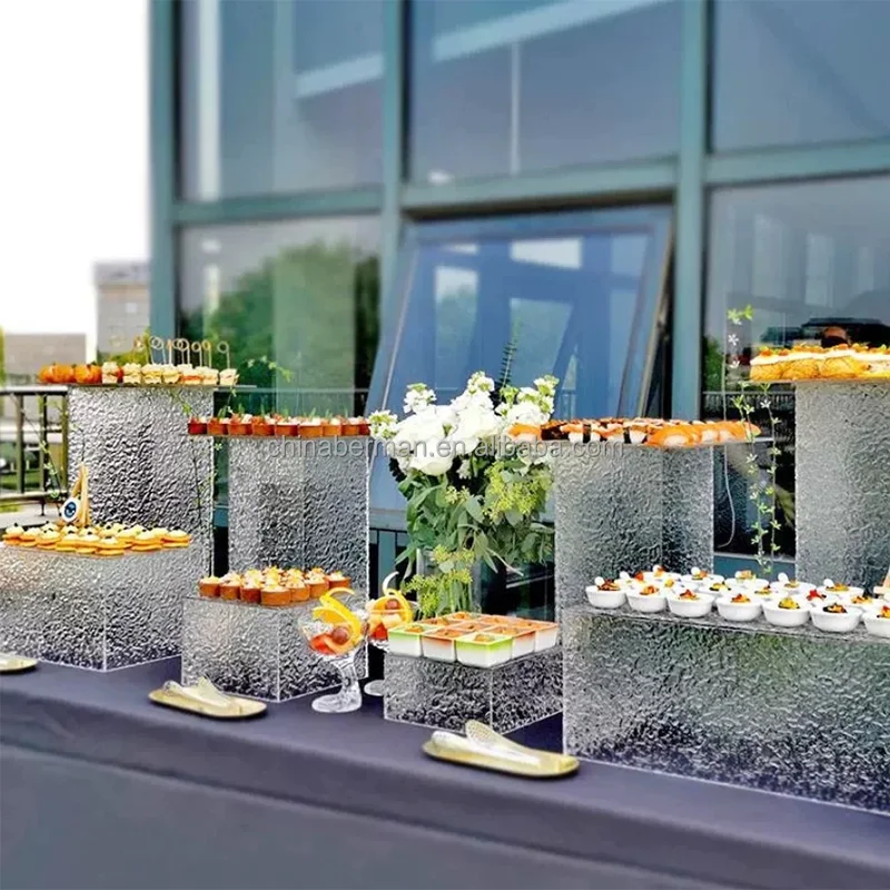 Display Risers Set - ชุดแท่นวางบุฟเฟต์อะคริลิก 7 ชิ้น สำหรับตกแต่งงานแต่งงาน แท่นวางโชว์งานแต่ง กล่องเค้ก