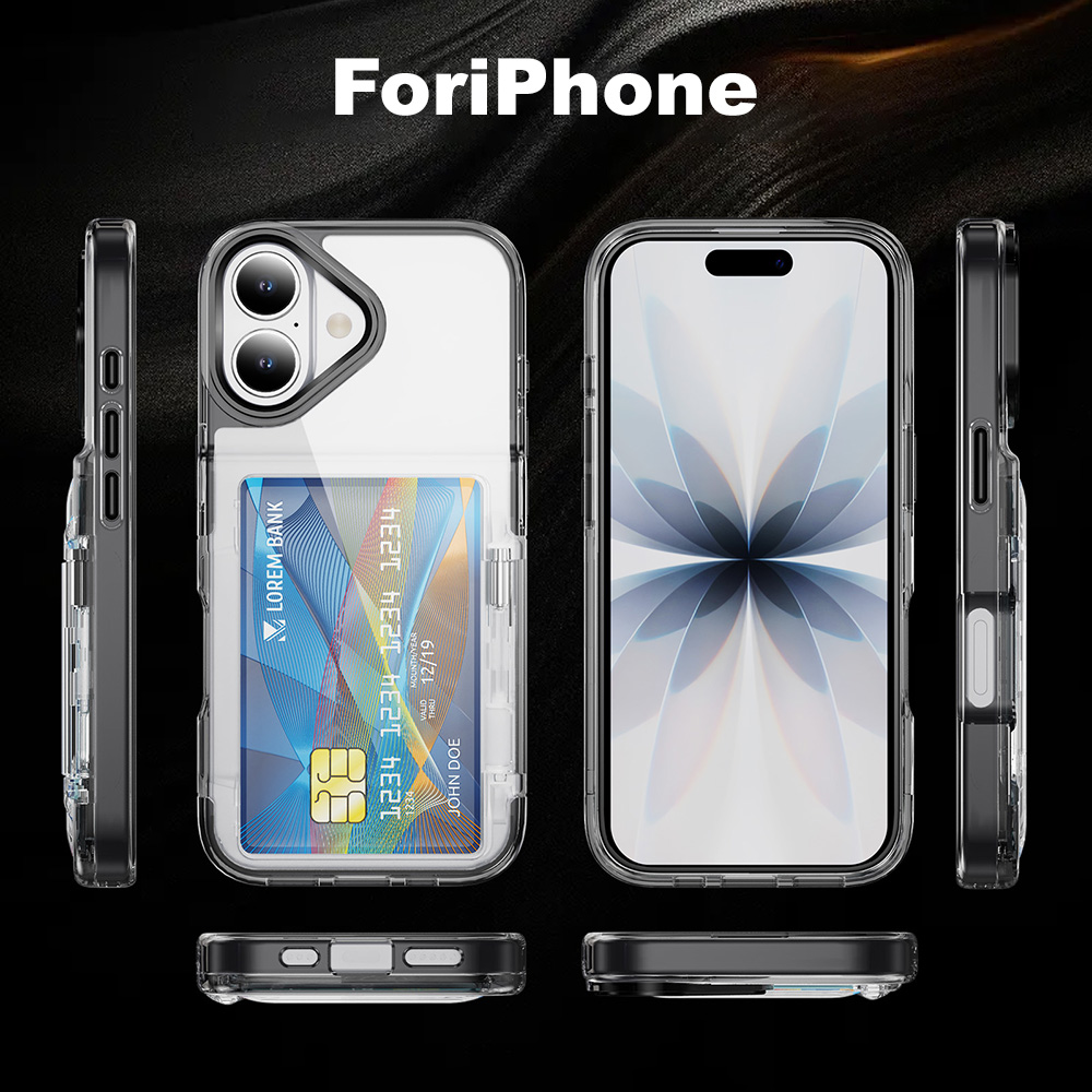 Card Top Loader - เคสโทรศัพท์แบบพับได้ มีช่องใส่การ์ด โปร่งใส สำหรับ iPhone 18
